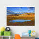 Setting Sun, Tundra And A Pond Wall Mural