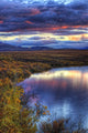 Hdr Of Sunset Over Two Moose Lake Along The Dempster Highway Wall Mural