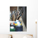 Paint Brushes And Paint Containers In A Classroom Wall Mural
