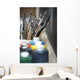 Paint Brushes And Paint Containers In A Classroom Wall Mural