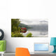 A Red House Along Granvinsvatnet With Low Lying Cloud Wall Mural