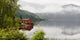A Red House Along Granvinsvatnet With Low Lying Cloud Wall Mural