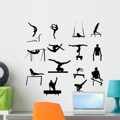 Gymnastics Wall Stickers shown on a wall
