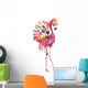 Beautiful Pink Floral Flamingo Wall Decal