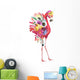 Beautiful Pink Floral Flamingo Wall Decal