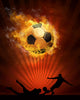 Hot soccer ball on the speed in fires flame Wall Mural