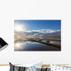 A Dock Leading Out Into The Lake At Sunrise Wall Mural