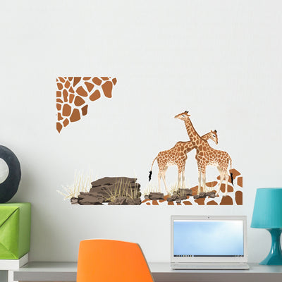 Giraffe Wall Decal shown on a wall