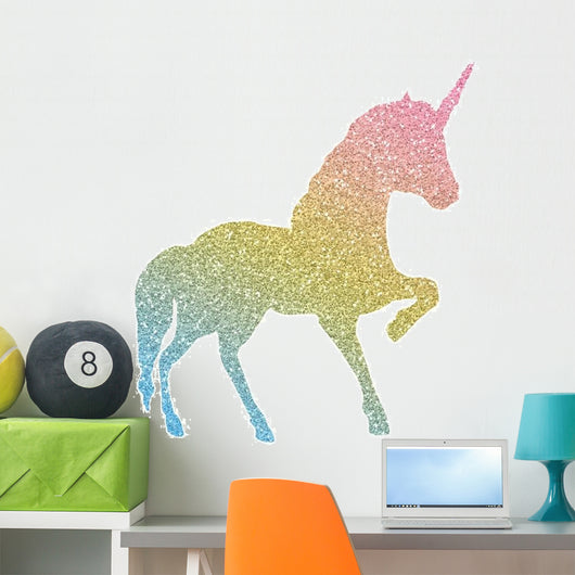 Rainbow Silhouette Unicorn Wall Decal -  – Wallmonkeys