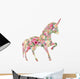 Floral Silhouette Unicorn Peony Wall Decal