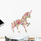 Floral Silhouette Unicorn Peony Wall Decal
