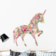 Floral Silhouette Unicorn Peony Wall Decal