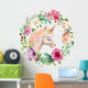 Circular Floral Unicorn Bouquet Wall Decal
