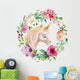 Circular Floral Unicorn Bouquet Wall Decal