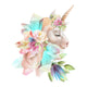 Crystal Floral Unicorn Bouquet Wall Decal