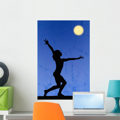 Gymnastic Silhouette Wall Mural shown on a wall