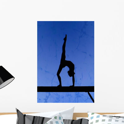 Gymnastic Silhouette Wall Mural shown on a wall