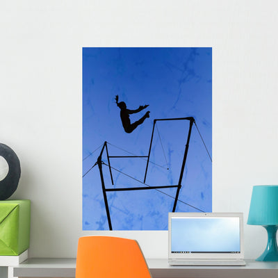 Gymnastic Silhouette Wall Mural shown on a wall