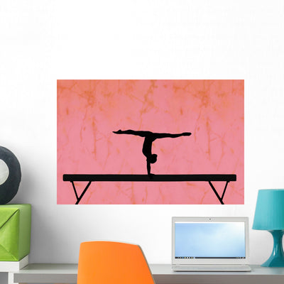 Gymnastic Silhouette Wall Mural shown on a wall