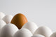 Close Up Of One Brown Shelled Egg Amongst Several White Shelled Eggs Wall Mural