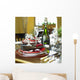 Table Setting With Red And White Plates, Red Berries Wall Mural