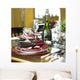 Table Setting With Red And White Plates, Red Berries Wall Mural