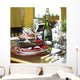 Table Setting With Red And White Plates, Red Berries Wall Mural
