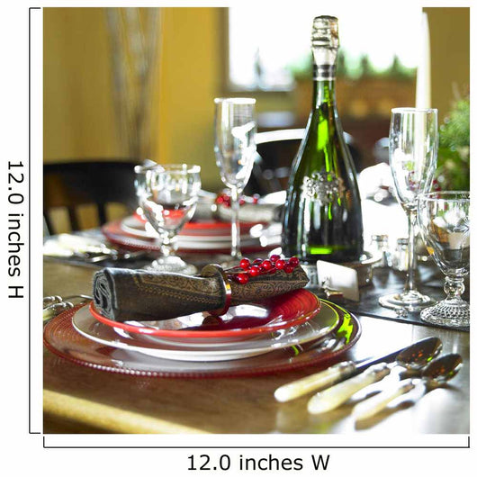 Table Setting With Red And White Plates, Red Berries Wall Mural