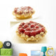Close-Up Of Two Raspberry Tarts On White Plates Wall Mural