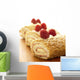 Close-Up Of Three Raspberry Vanilla Jellyrolls With Raspberries On Top Wall Mural