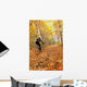 Cyclist Riding In Autumn On Humber Trail, Toronto Wall Mural