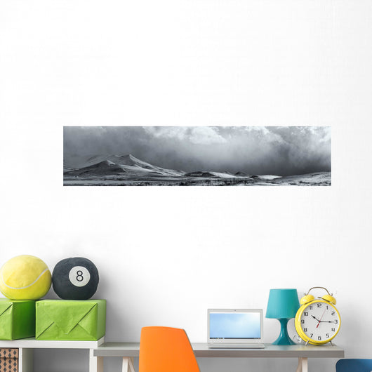 Black And White Image Of A Clearing Storm Along The Dempster Highway Wall Mural