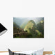 Mountain And Train Below Along Urubamba River, Machu Picchu, Peru Wall Mural