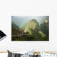 Mountain And Train Below Along Urubamba River, Machu Picchu, Peru Wall Mural