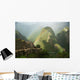 Mountain And Train Below Along Urubamba River, Machu Picchu, Peru Wall Mural