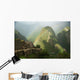 Mountain And Train Below Along Urubamba River, Machu Picchu, Peru Wall Mural