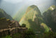 Mountain And Train Below Along Urubamba River, Machu Picchu, Peru Wall Mural