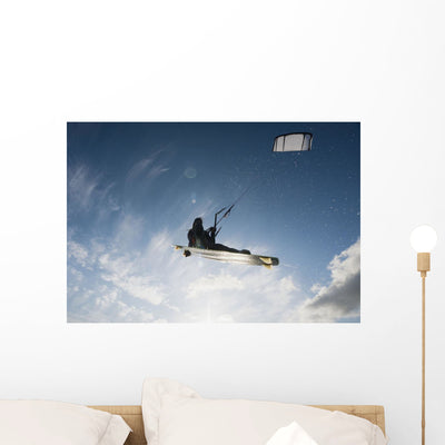 Kitesurfing Wall Mural shown on a wall