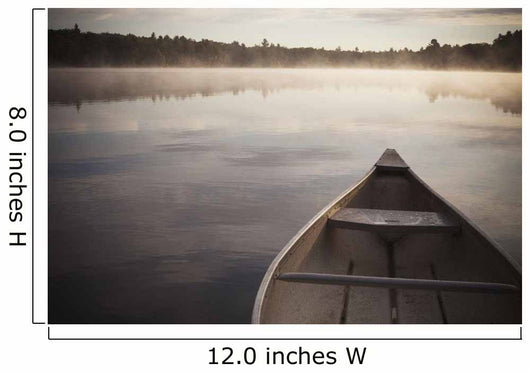 Canoe In Morning Fog On Duck Lake Wall Mural