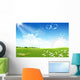 Green field with flowers Wall Mural
