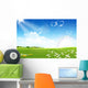 Green field with flowers Wall Mural