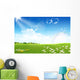 Green field with flowers Wall Mural