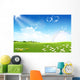 Green field with flowers Wall Mural
