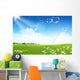 Green field with flowers Wall Mural