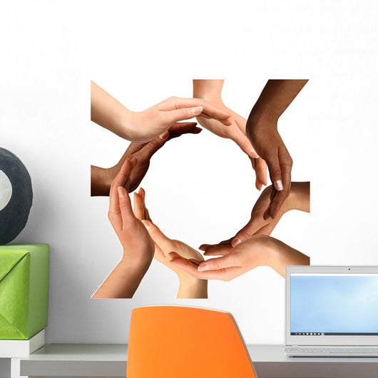 Multiracial Hands Making a Circle Wall Decal