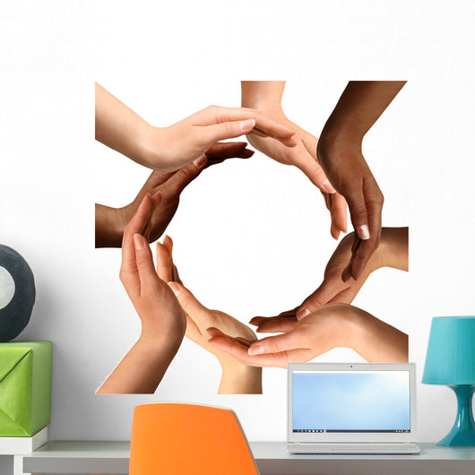 Multiracial Hands Making a Circle Wall Decal