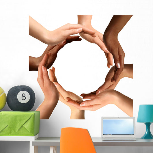 Multiracial Hands Making a Circle Wall Decal