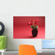 Five Roses in the Vase on the Red Background Wall Mural
