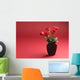 Five Roses in the Vase on the Red Background Wall Mural