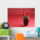 Five Roses in the Vase on the Red Background Wall Mural